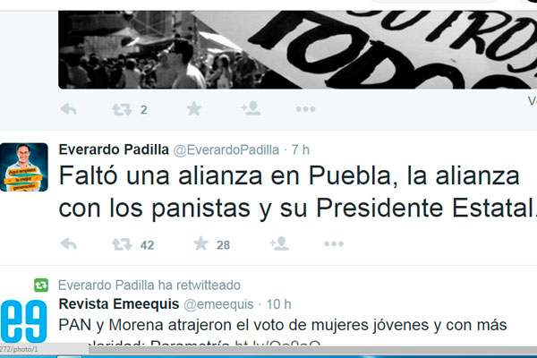 El líder nacional de jóvenes del PAN, Everardo Padilla se sumó a la ola de críticas contra el gobernador de Puebla, Rafael Moreno Valle, por la derrota del partido en 9 de los 16 distritos electorales.