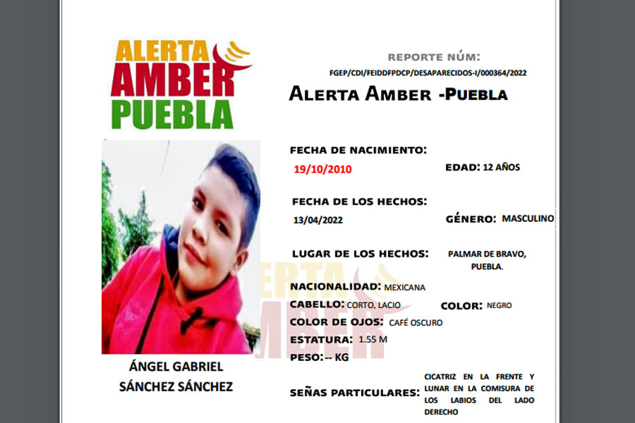 Activó FGE Alerta Amber para ubicar a menor de 12 años