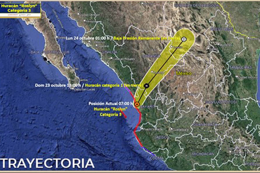 Amenaza huracán Roslyn de categoría 4 a estados del Pacífico