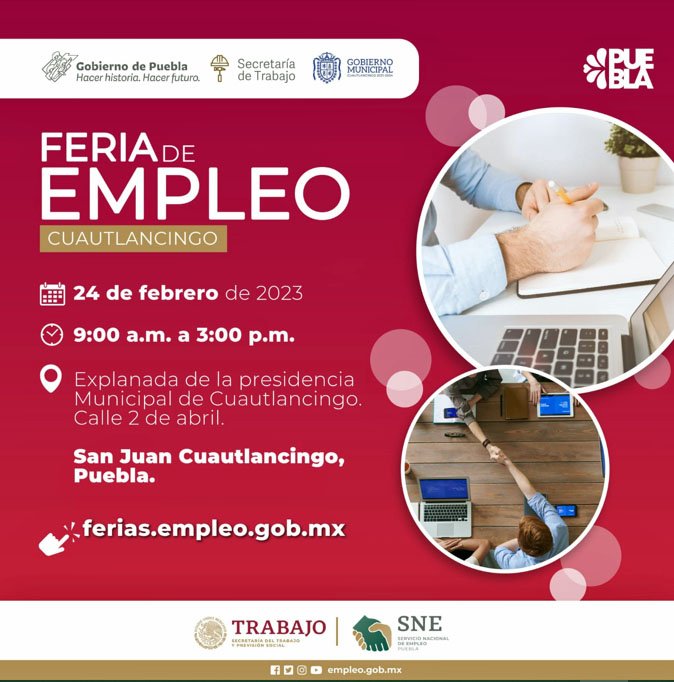 En Cuautlancingo hará Secretaría de Trabajo Feria del Empleo