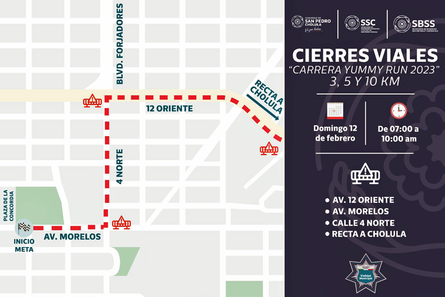 Anuncia San Pedro Cholula cierre de calles el domingo 12