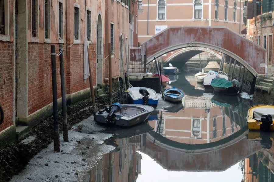 Sin agua los canales de Venecia y temen sequía en Italia