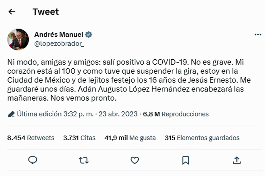 Da positivo AMLO a Covid y negó estar mal del corazón