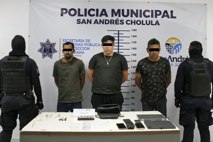 Aseguró policía de San Andrés Cholula a tres de "Los Santos"