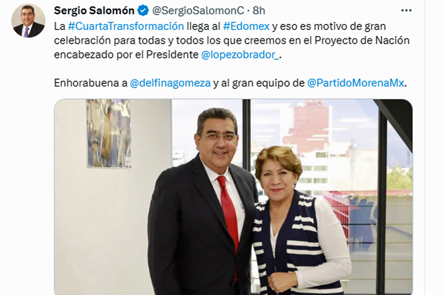 Felicitó Céspedes a Delfina Gómez por su triunfo en EdoMex