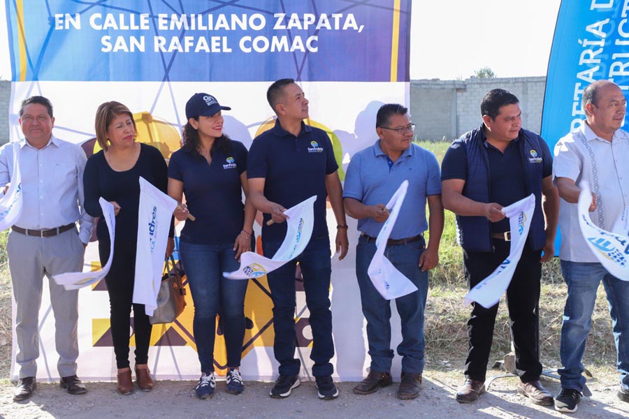 Inició Mundo Tlatehui adoquinamiento en San Rafael Comac