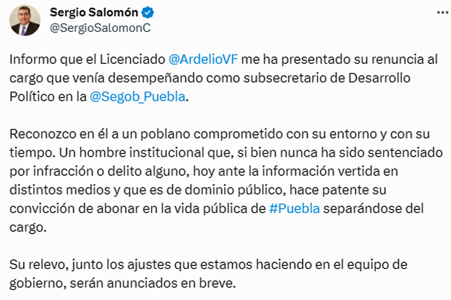 Renuncian a Ardelio Vargas como subsecretario de Gobernación