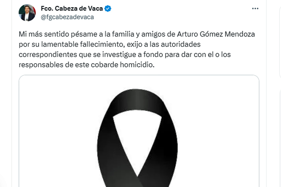 Asesinaron a escolta de García Cabeza de Vaca en Tamaulipas