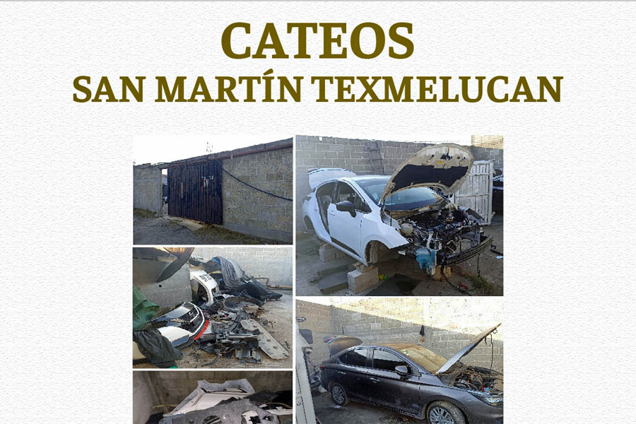 Aseguró FGE en Texmelucan vehículos robados y autopartes