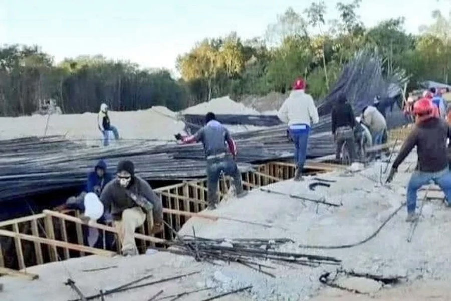 Dos heridos dejó colapso de estructura del Tren Maya