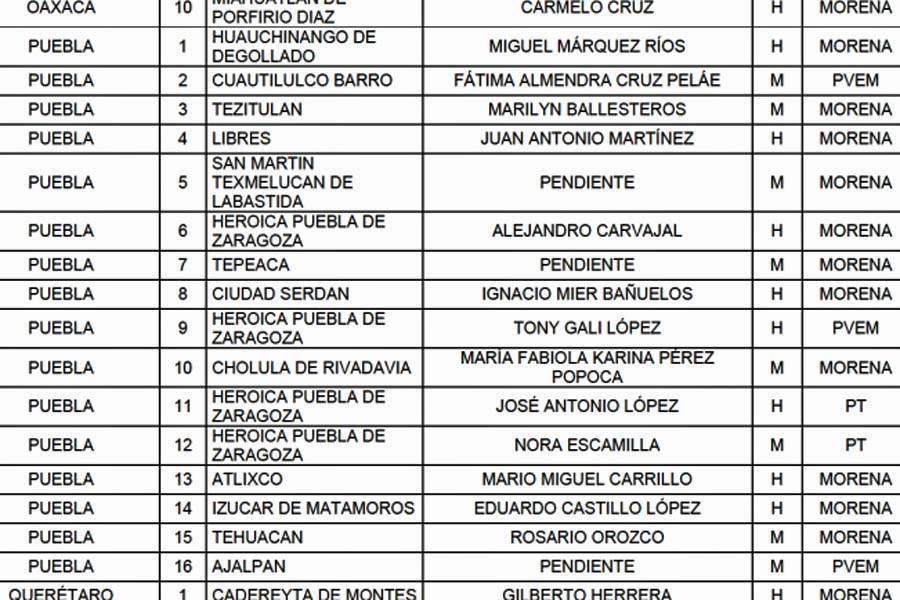 Publicó Morena lista de candidatos a diputados federales