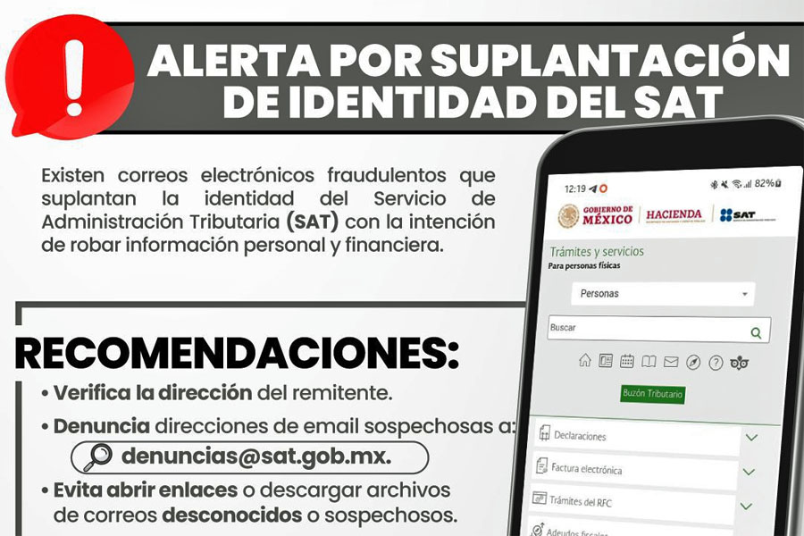 Alerta policía cibernética suplantación de identidad del SAT