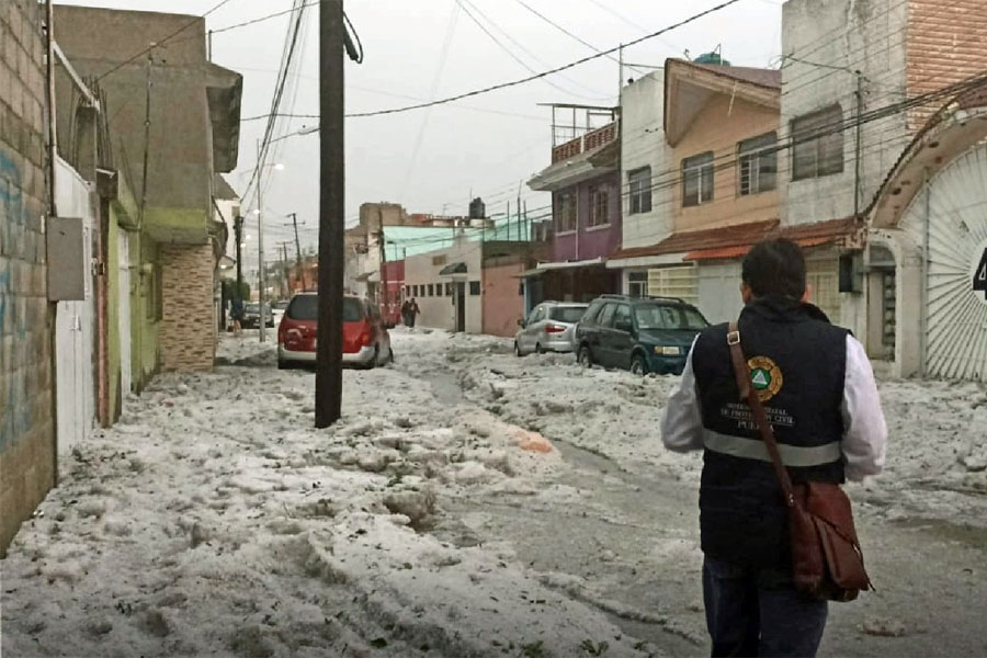 Daños materiales dejó fuerte lluvia y granizada en Puebla