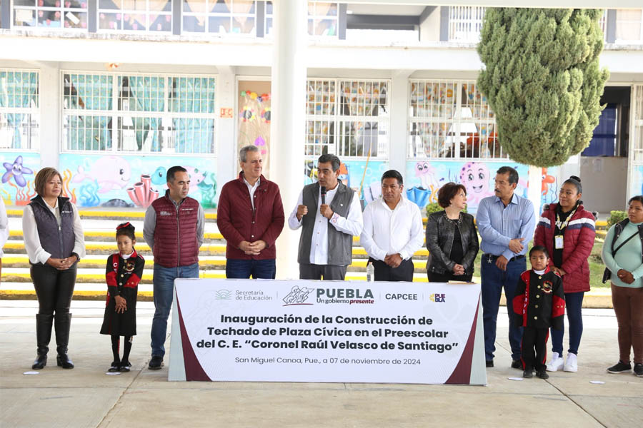 Inauguró Céspedes obras educativas en San Miguel Canoa