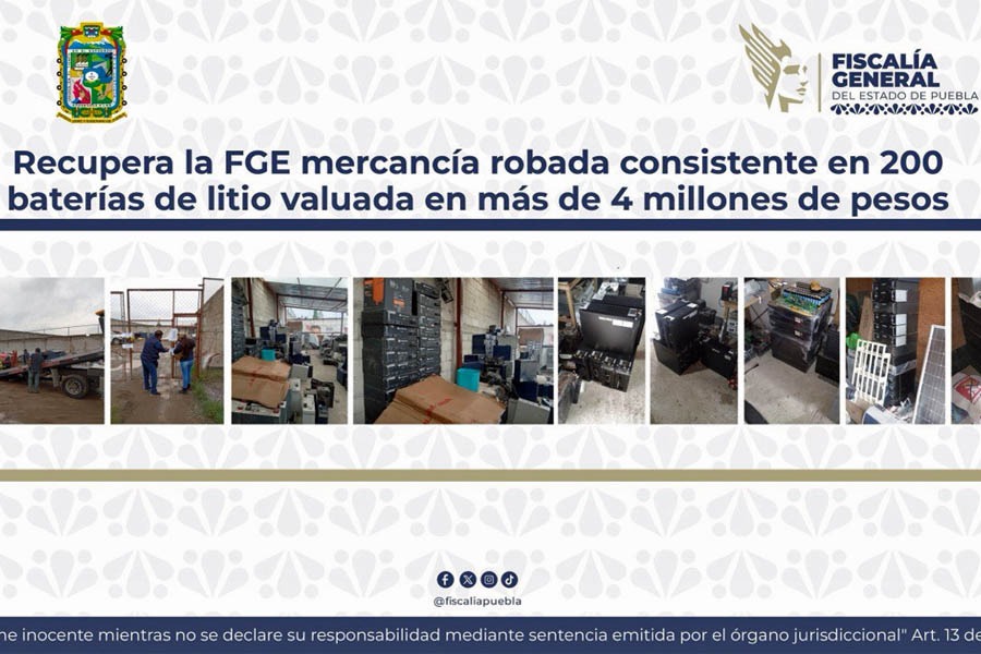 Recuperó FGE 200 baterías de litio valuadas en 4mdp